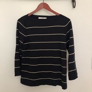 Loft Navy Striped 3/4 Sweater